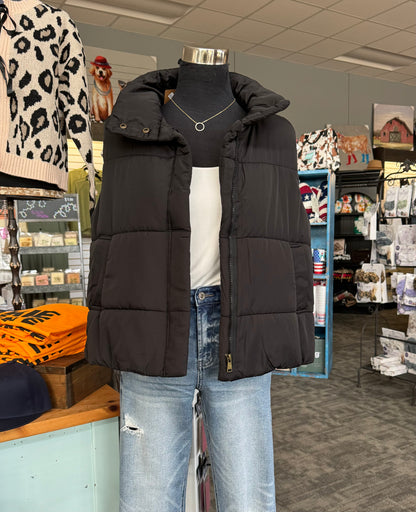 Solid Zip Up Puffer Vest