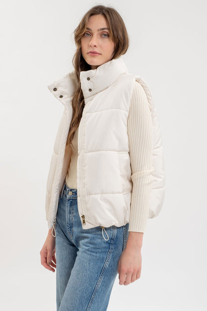 Solid Zip Up Puffer Vest