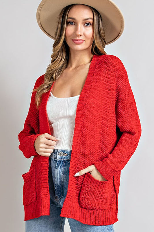 ee:some Ribbed Knit Open Front Cardigan